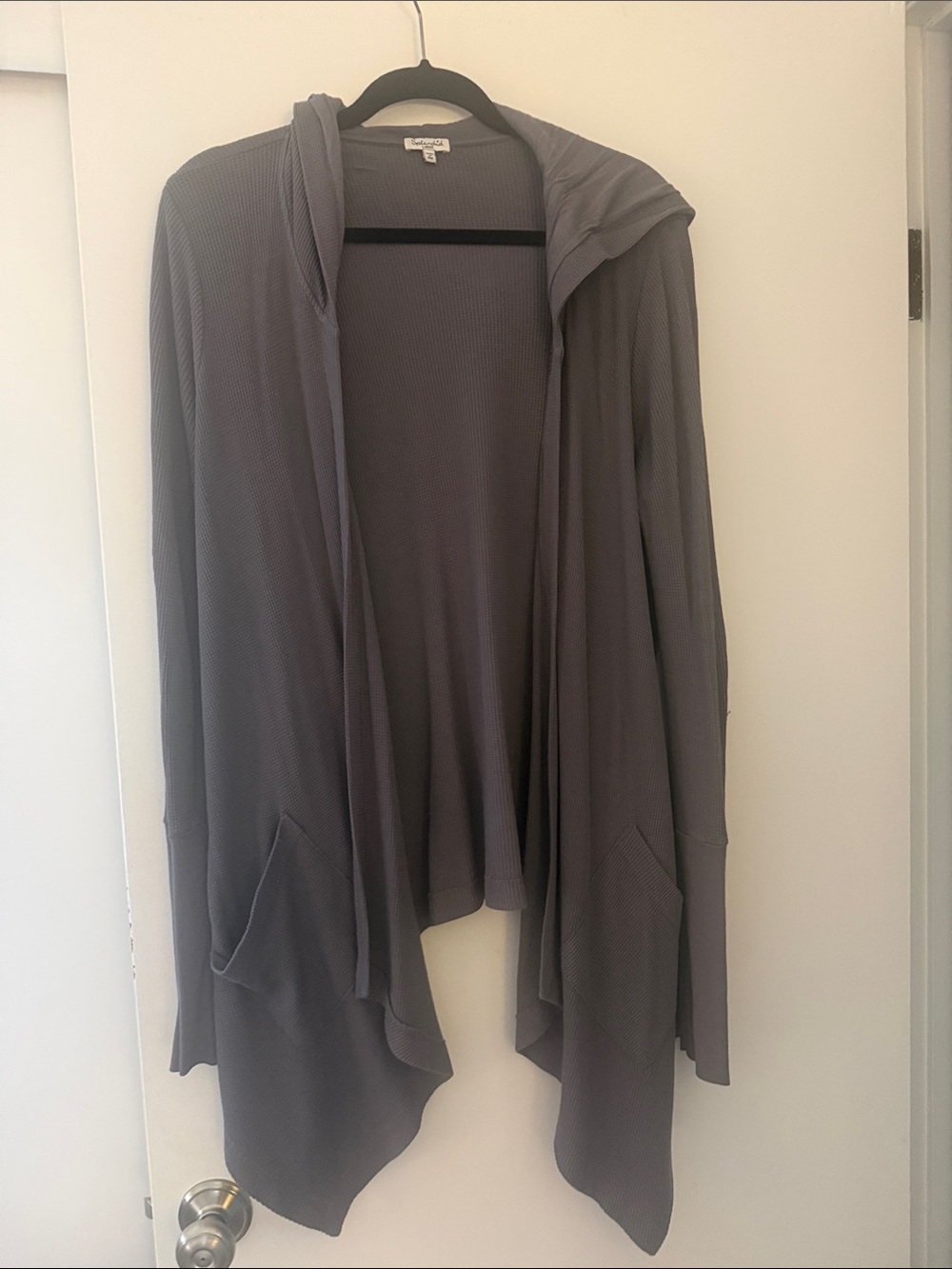 Splendid - super soft Lightweight Gray Hooded Open-Front Women's Sweater